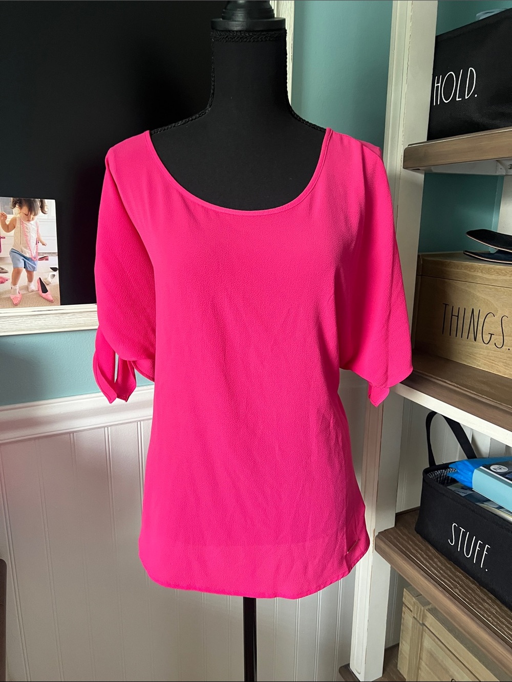 Michael Kors Hot Pink Short Sleeve Scoop Neck Blouse
